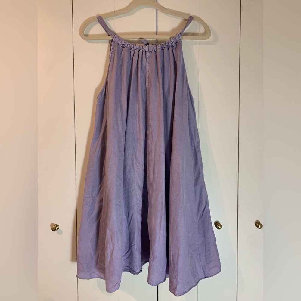 Aritzia Wilfred Lilac Purple Gardanne Tie‎ Neck Swing Dress Size XXS